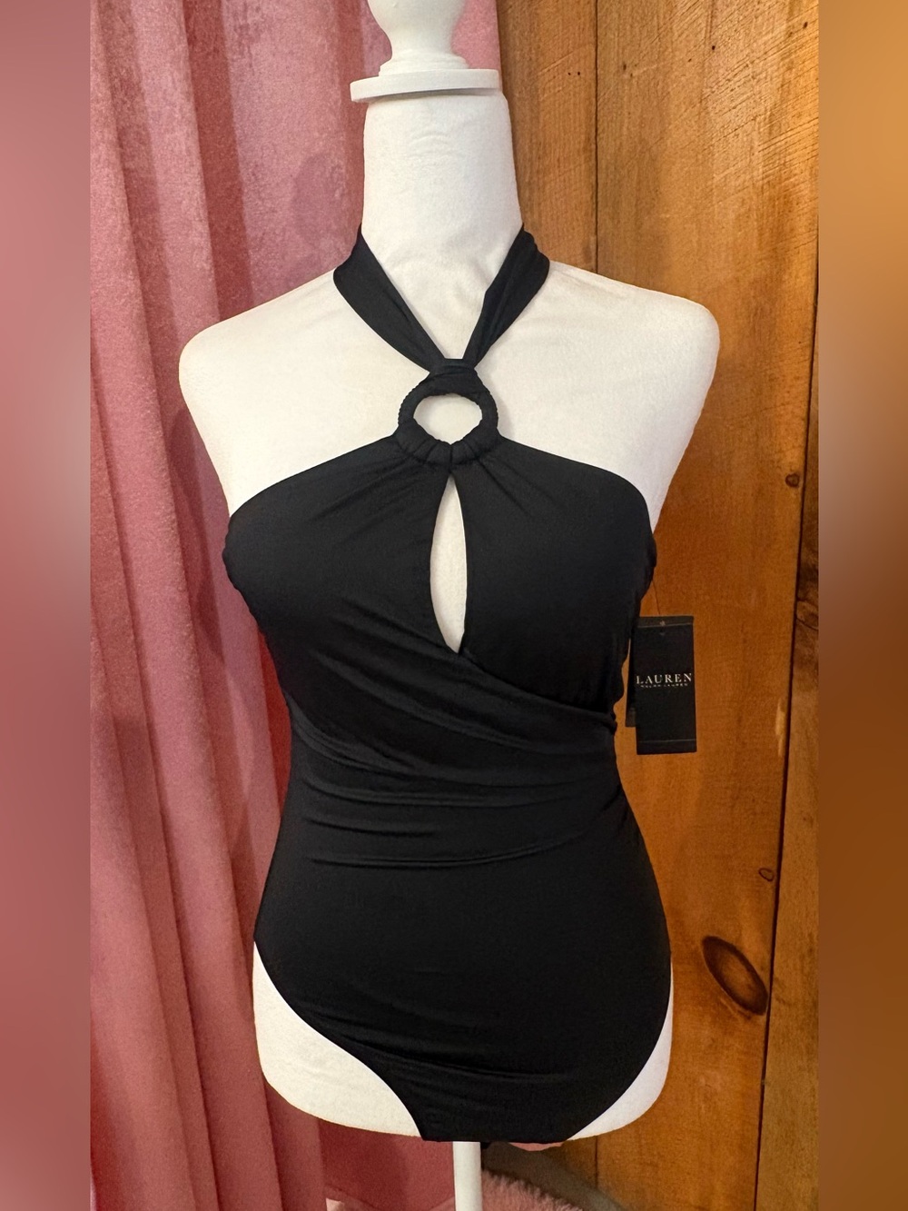 Lauren by Ralph Lauren Black Halter Swimsuit- Size 6